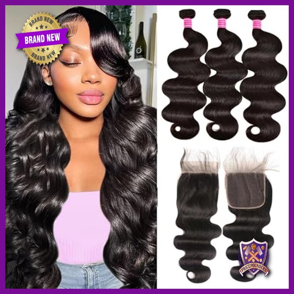 Body Wave Human Hair Bundles with 4x4 HD Lace Closure 10A Grade Virgin Hair